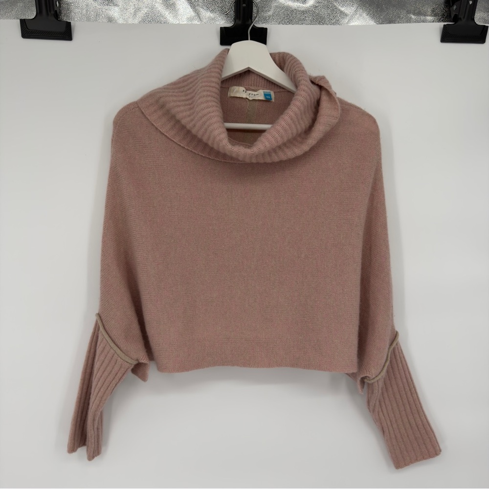 Sparrow Pink 100% Cashmere Turtleneck Cropped Sweater XS